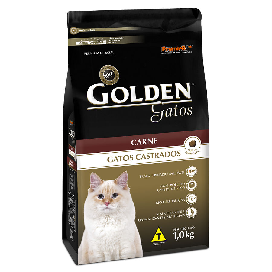 Ração Golden para Gatos Adultos Castrados Sabor Carne